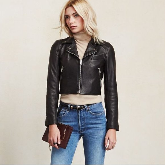 Reformation Jackets & Blazers - REFORMATION Locke cropped leather jacket L
